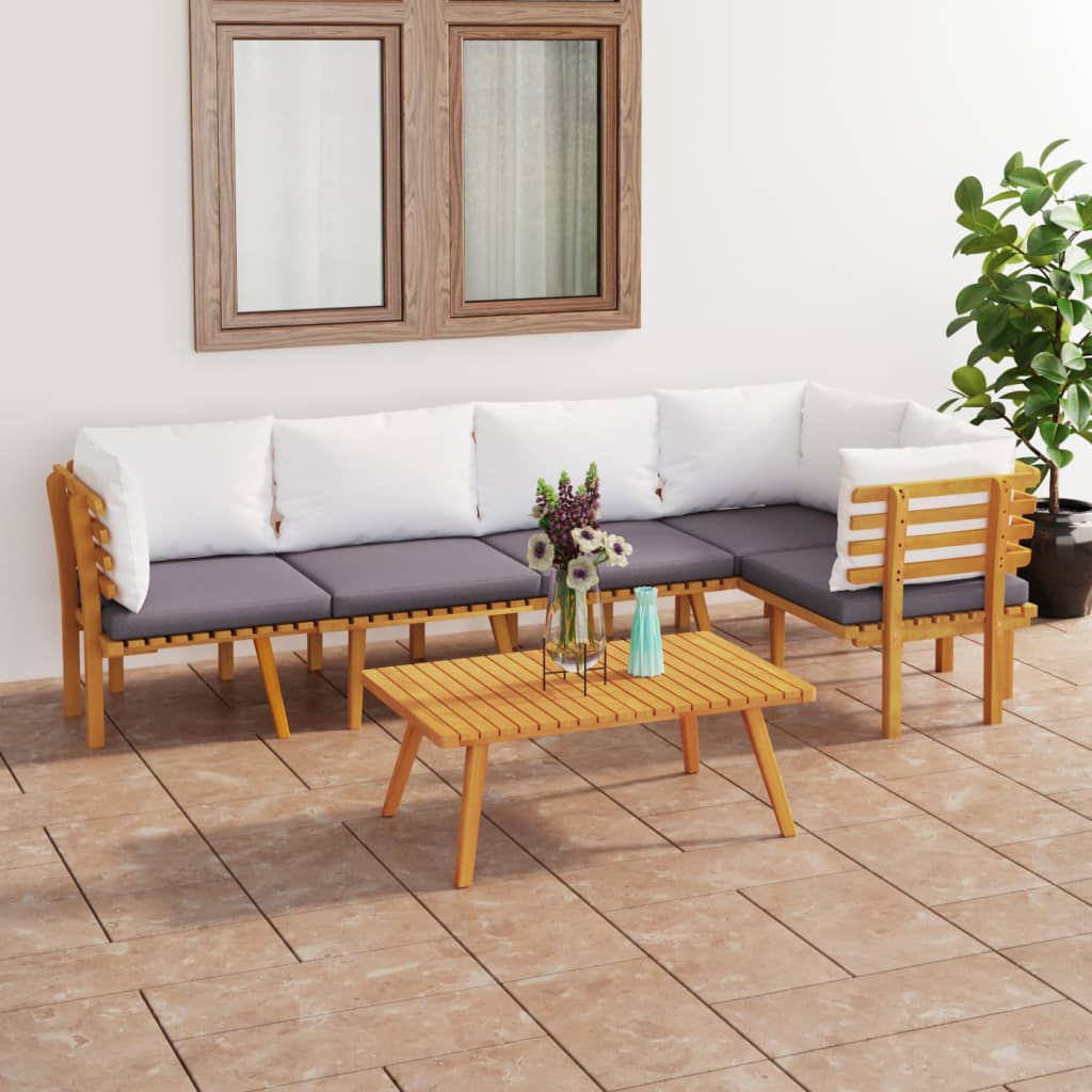 vidaXL 6-tlg. Garten-Lounge-Set mit Kissen Massivholz Akazie