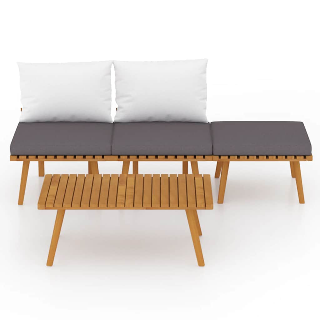 vidaXL 4-delige Loungeset met kussens massief acaciahout afbeelding