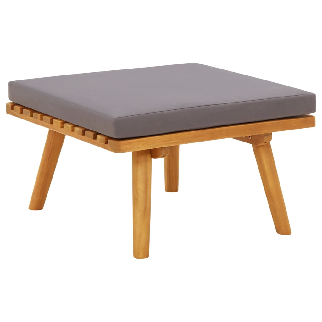 Drewniany zestaw wypoczynkowy - 2 sofy, podnóżek, stół, poduszki
