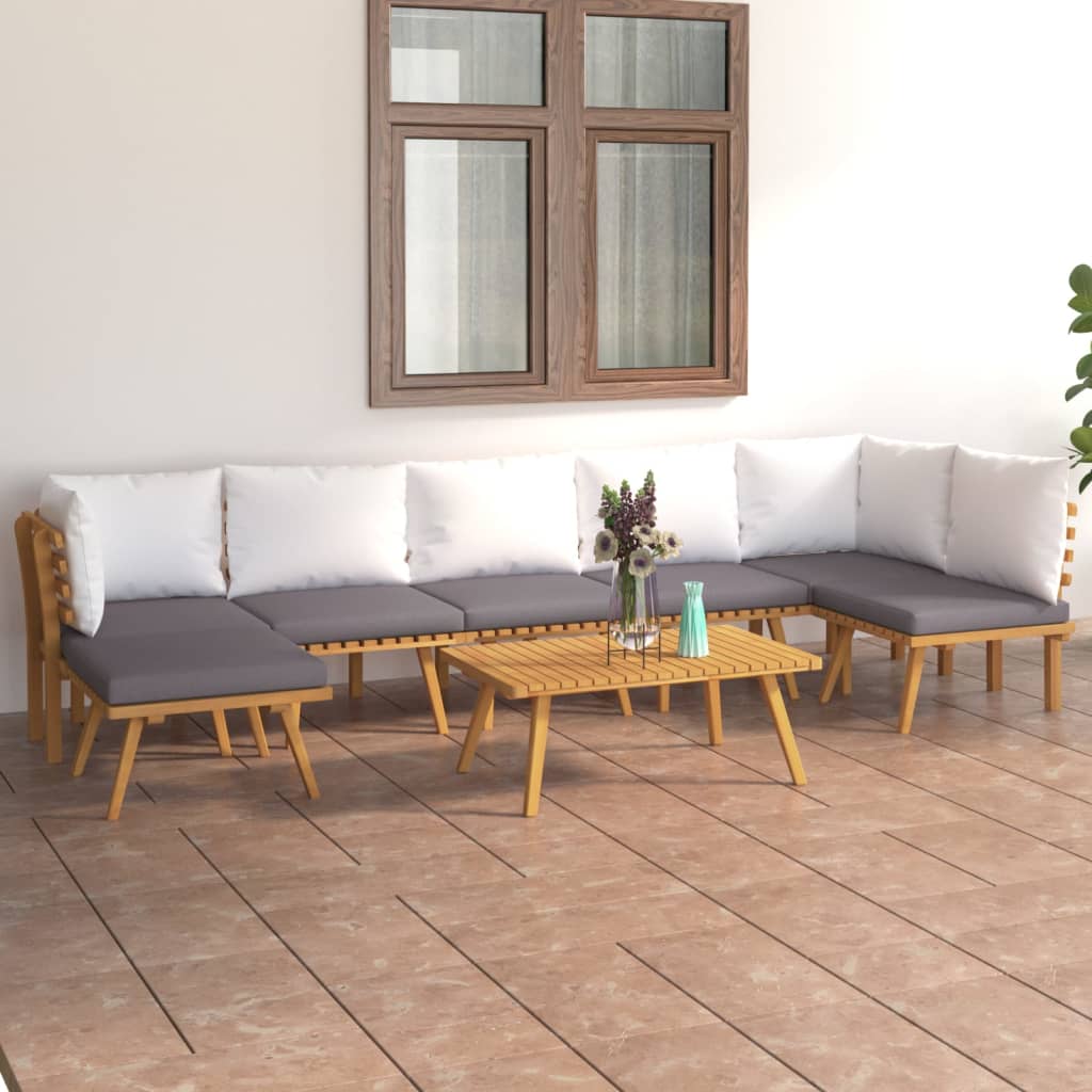 vidaXL 8-tlg. Garten-Lounge-Set mit Kissen Massivholz Akazie