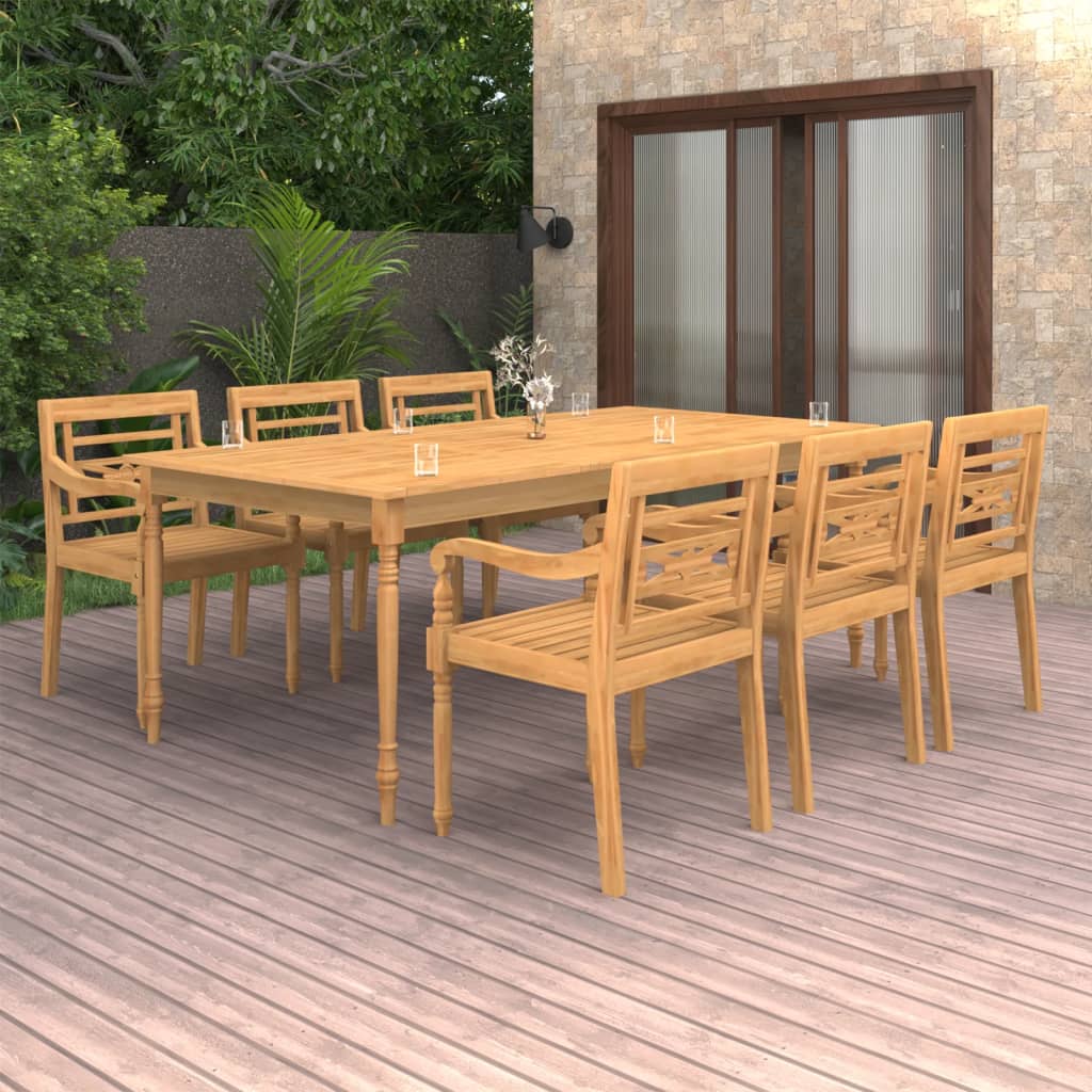 vida XL 7-tlg. Garten-Essgruppe Massivholz Teak