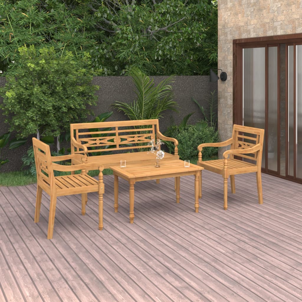 vidaXL 4-tlg. Garten-Lounge-Set Massivholz Teak