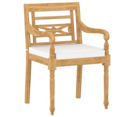 vidaXL Chaises Batavia lot de 4 avec coussins Bois de teck solide
