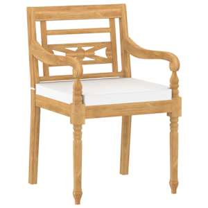 vidaXL Chaises Batavia lot de 4 avec coussins Bois de teck solide