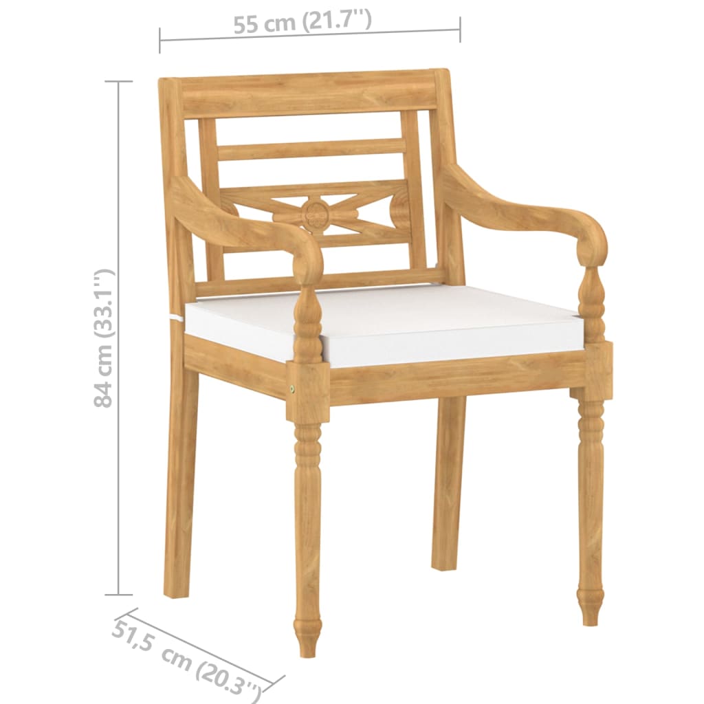 Batavia Chairs Patio Garden Lounge Chair with Cushions Solid Wood Teak vidaXL - Picture 43 of 57