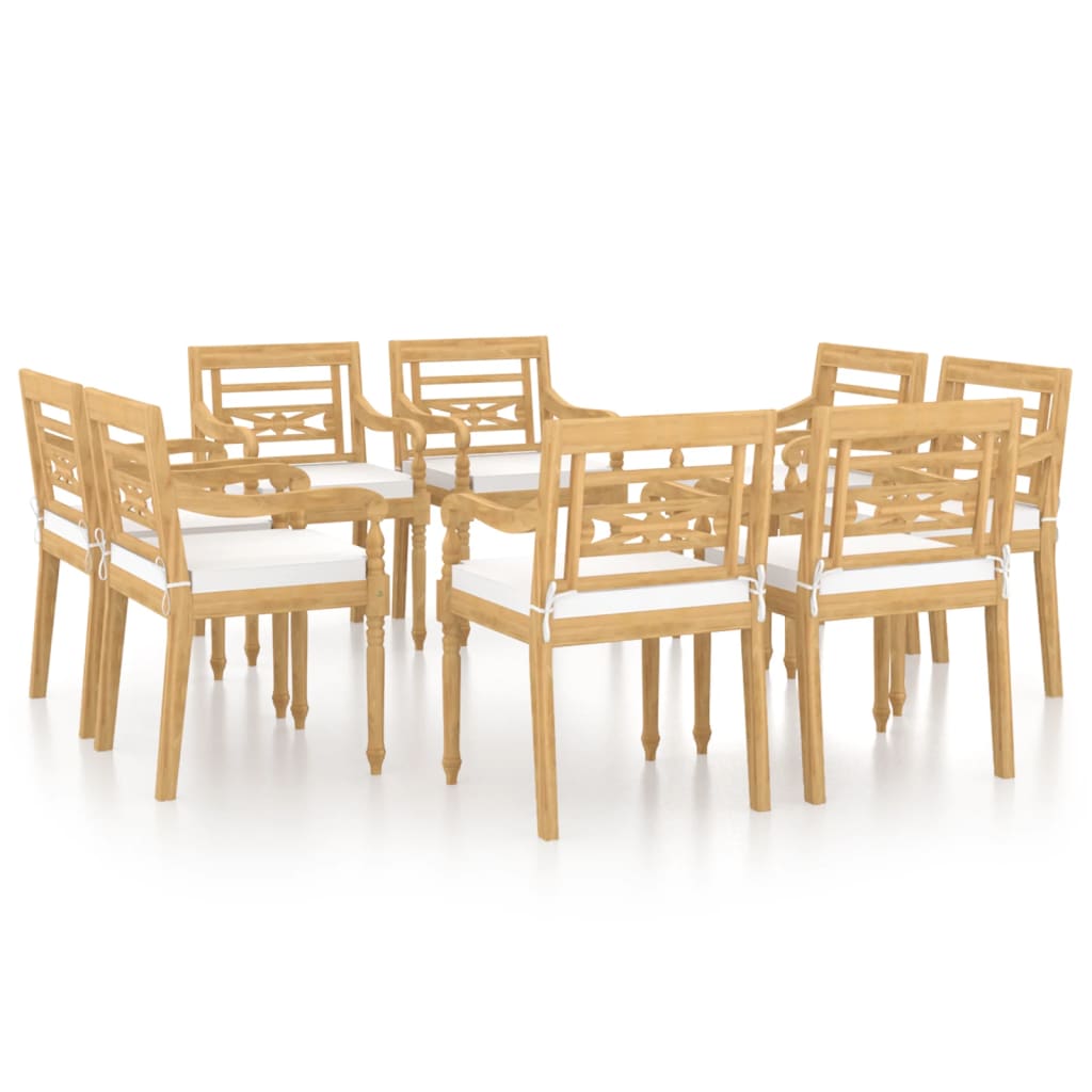 Image of vidaXL Batavia Chairs 8 pcs with Cushions Solid Teak Wood