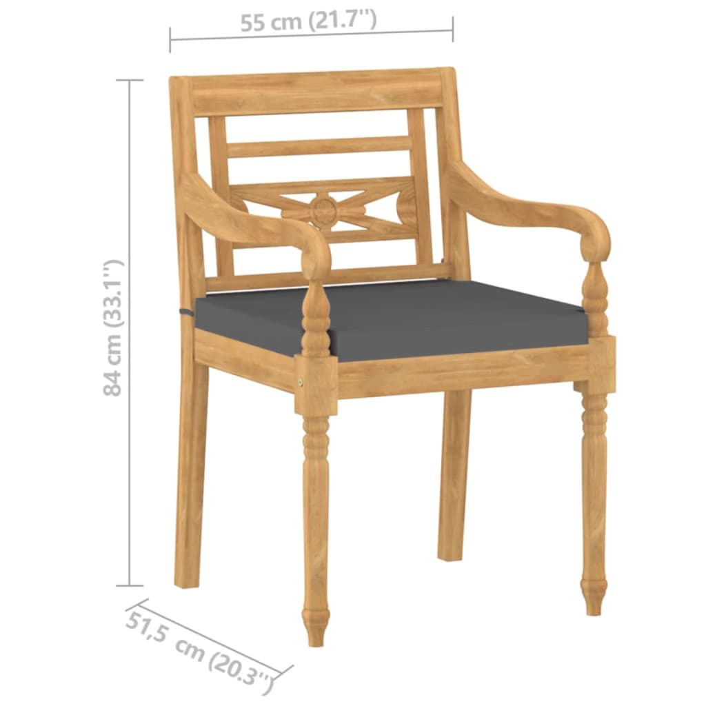 Batavia Chairs Patio Garden Lounge Chair with Cushions Solid Wood Teak vidaXL - Picture 24 of 57