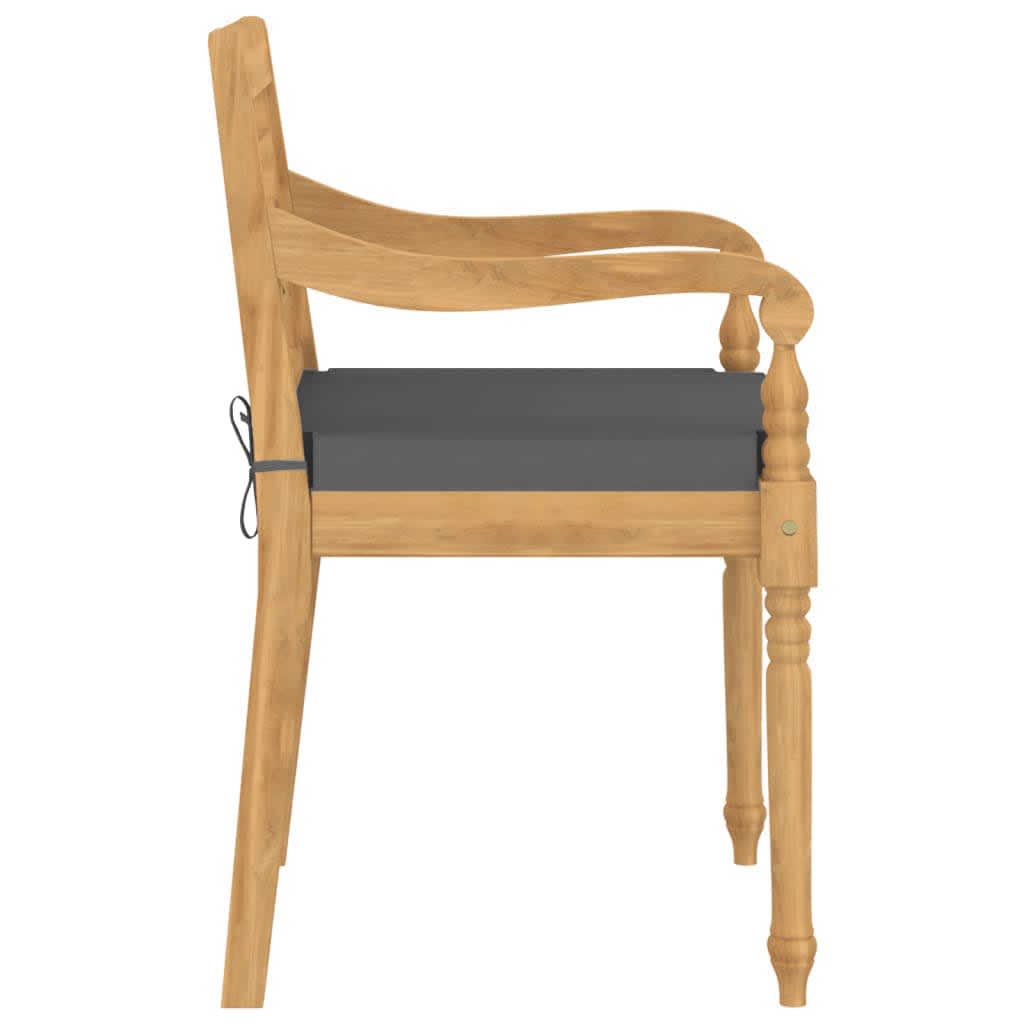 vidaXL Batavia Chairs 6 pcs with Cushions Solid Teak Wood