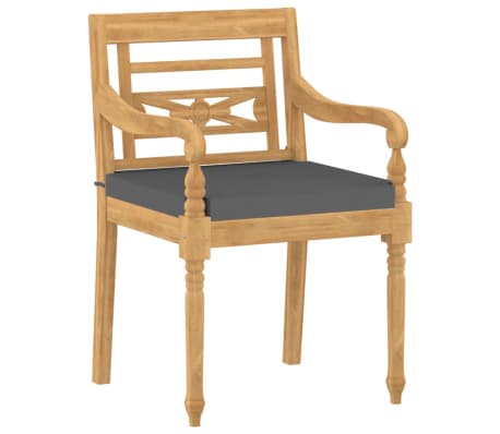 vidaXL Batavia-St&uuml;hle 6 Stk. mit Kissen Massivholz Teak