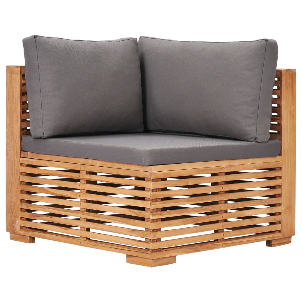 vidaXL 6 Piece Garden Lounge Set with Dark Grey Cushion Solid Teak Wood