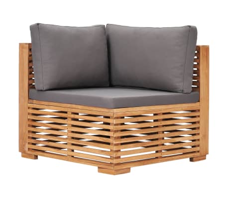 vidaXL 6 Piece Garden Lounge Set with Dark Grey Cushion Solid Teak Wood