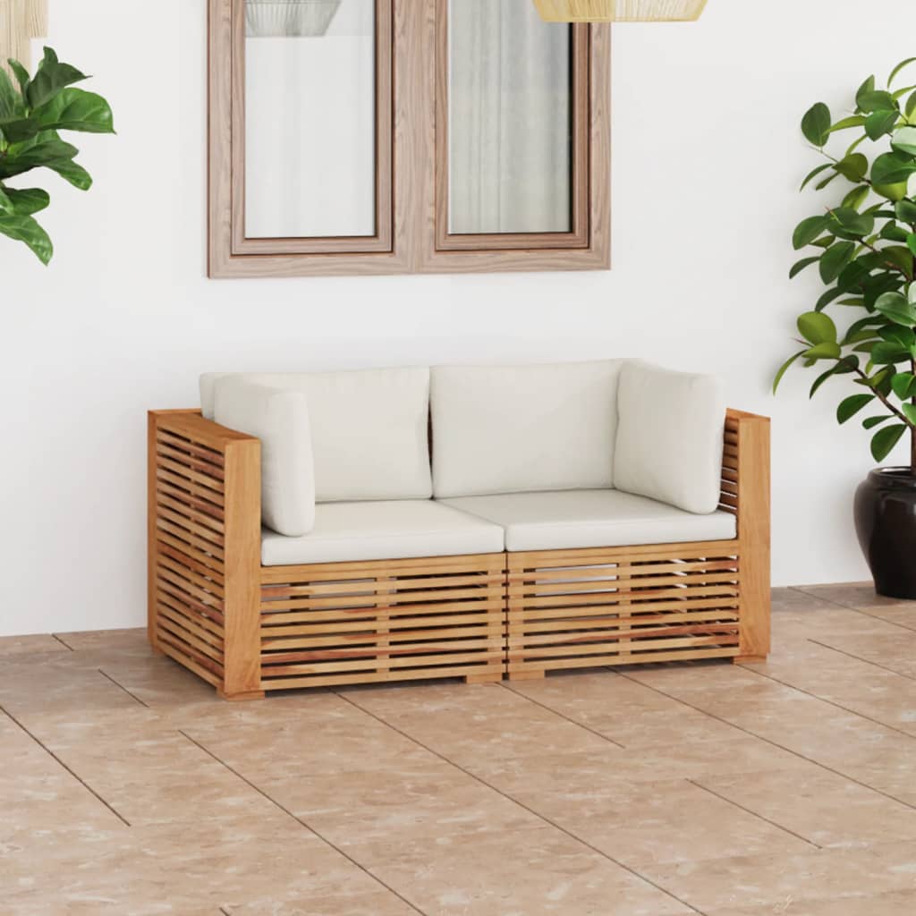 2-Sitzer-Gartensofa mit Kissen Massivholz Teak kaufen