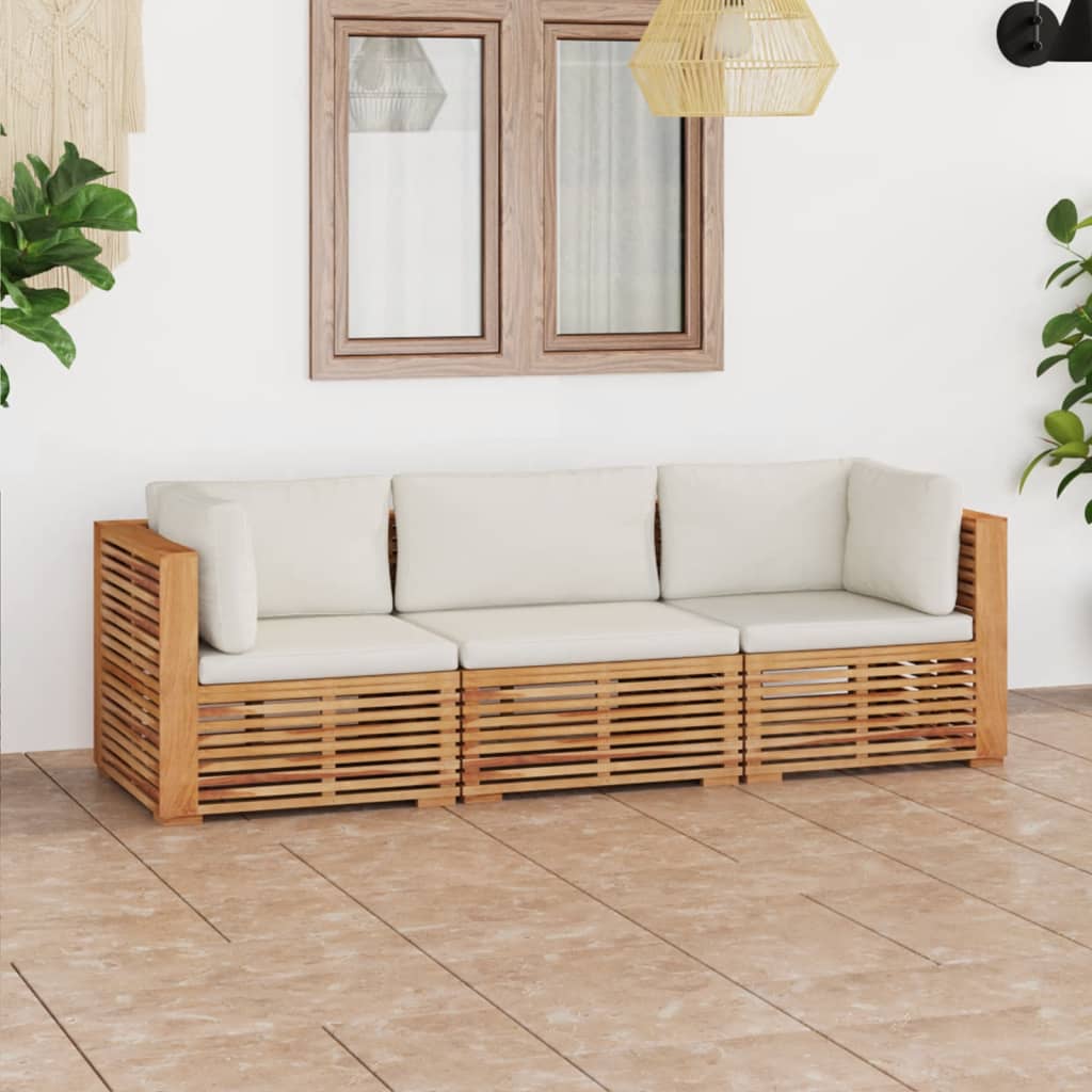 3-Sitzer-Gartensofa mit Kissen Massivholz Teak kaufen