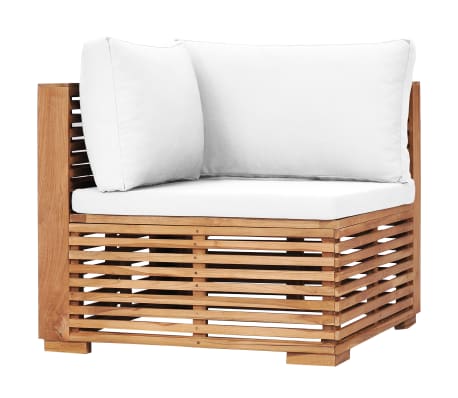 vidaXL 7 Piece Garden Lounge Set with Cream Cushion Solid Teak Wood