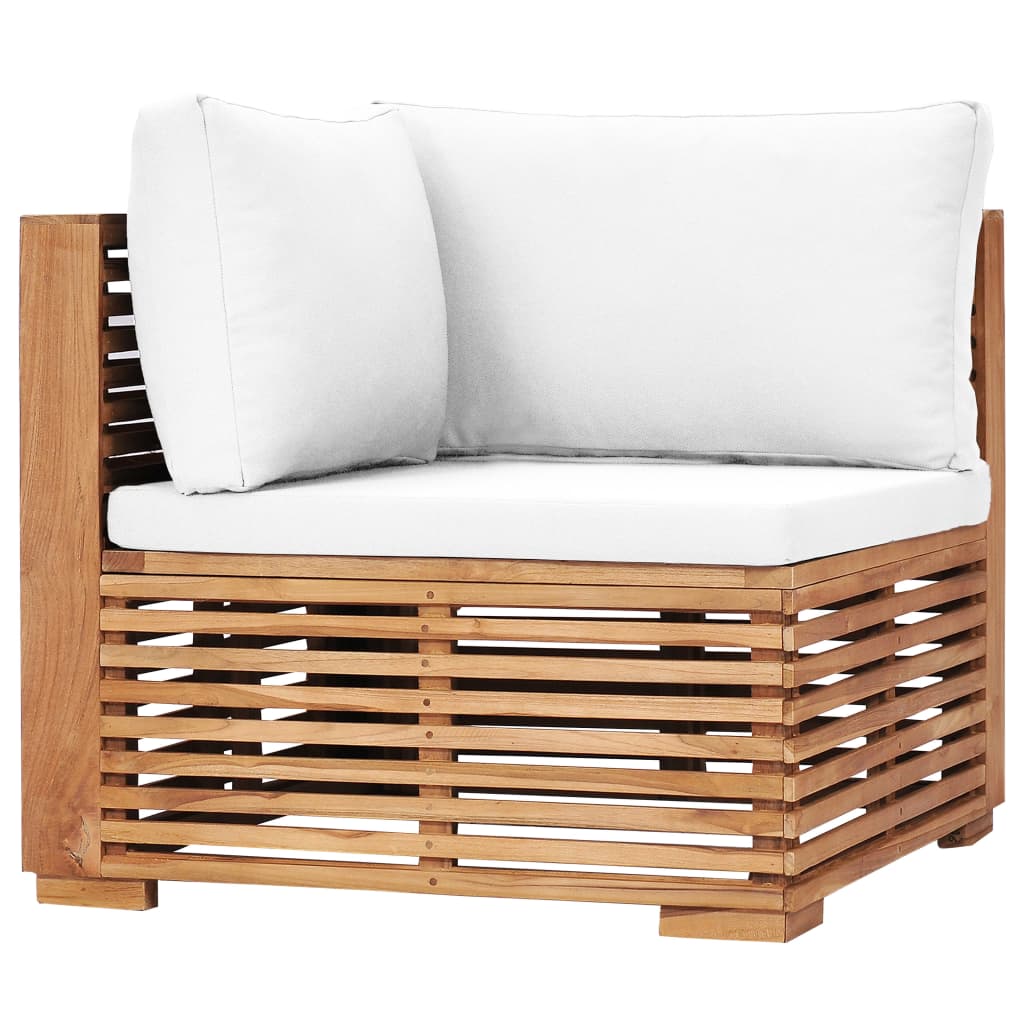 vidaXL 10 Piece Garden Lounge Set with Cream Cushion Solid Teak Wood