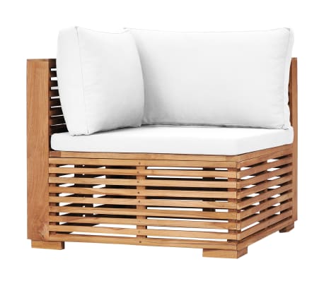 vidaXL 7-tlg. Garten-Lounge-Set mit Kissen Creme Massivholz Teak