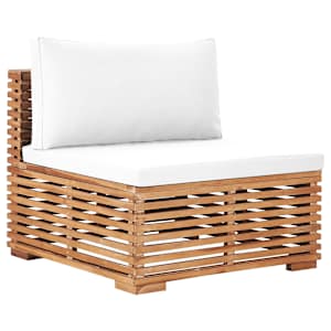 vidaXL Salon de jardin 3 pcs avec coussin cr&egrave;me bois de teck solide
