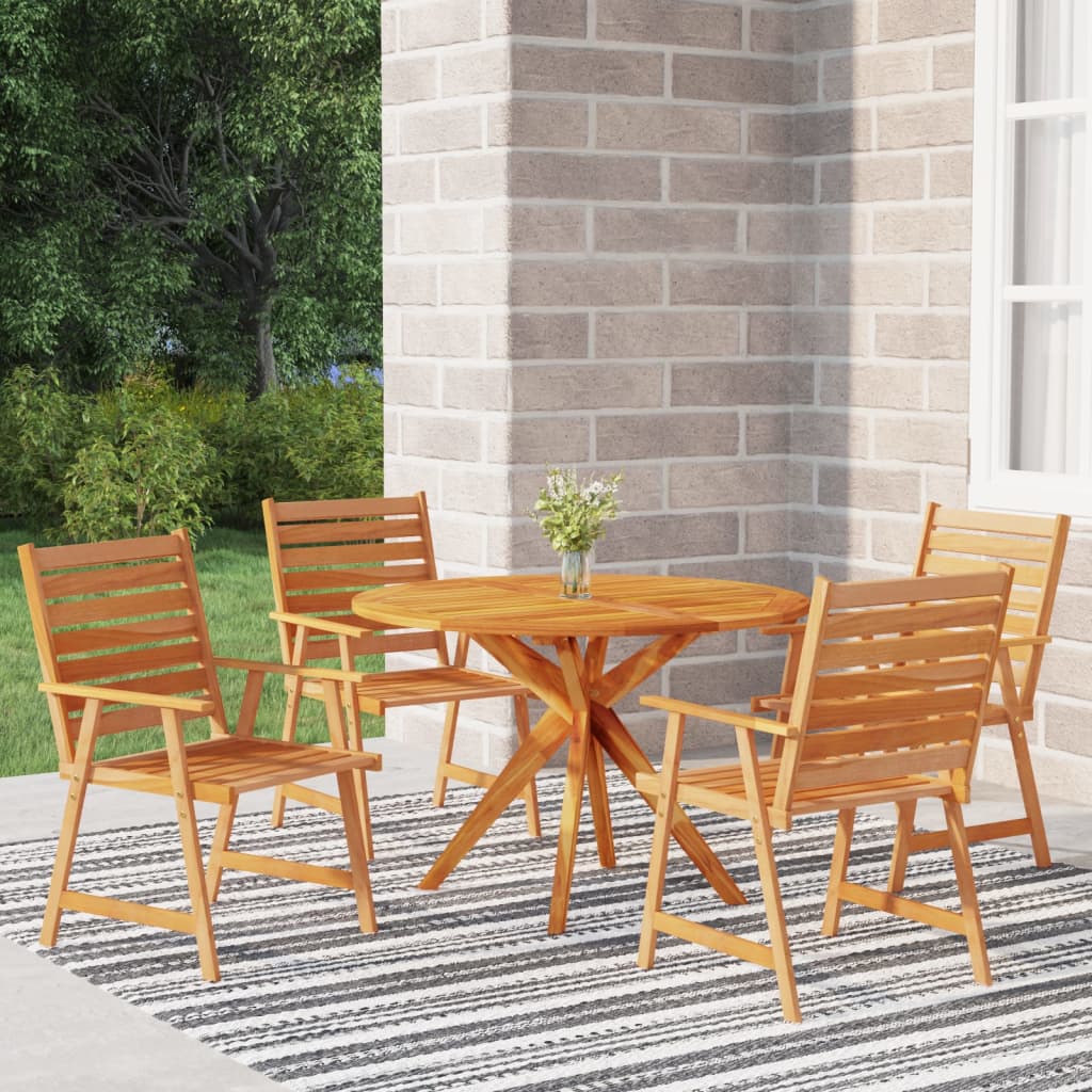 vida XL 5-tlg. Garten-Essgruppe Massivholz Akazie