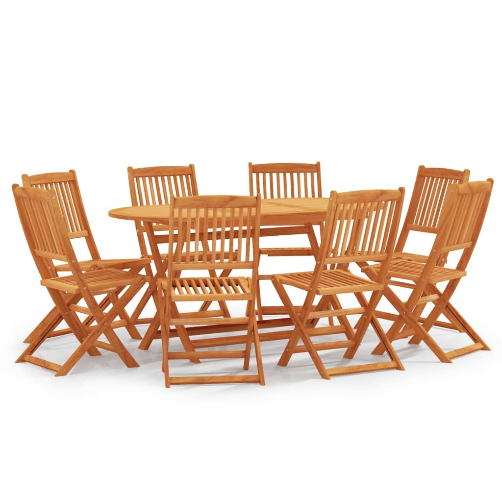 vidaXL Set mobilier de exterior pliabil, 9 piese, lemn masiv eucalipt