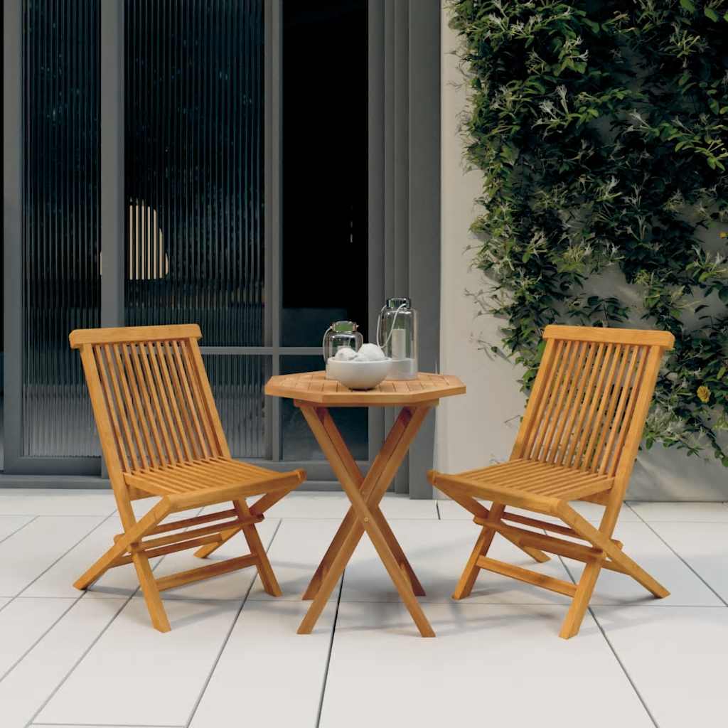 vida XL 3-tlg. Garten-Essgruppe Massivholz Teak