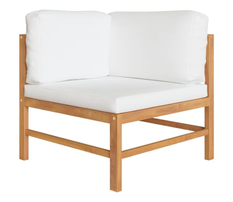 vidaXL Set Divani da Giardino 5pz Cuscini Crema Legno Massello di Teak
