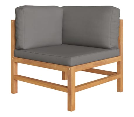 vidaXL Set Divani Giardino 12 pz Cuscini Grigi Legno Massello di Teak