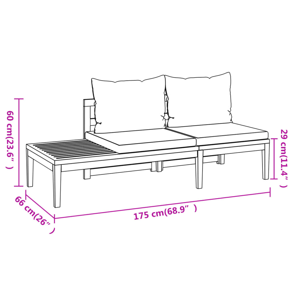 Sun Lounger Set with Cushions in Cream White or Dark Gray vidaXL - Picture 28 of 33