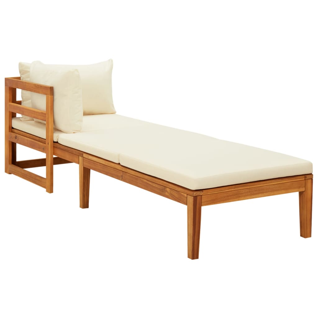 

vidaXL Ligstoelen 2 st met crèmewitte kussens acaciahout