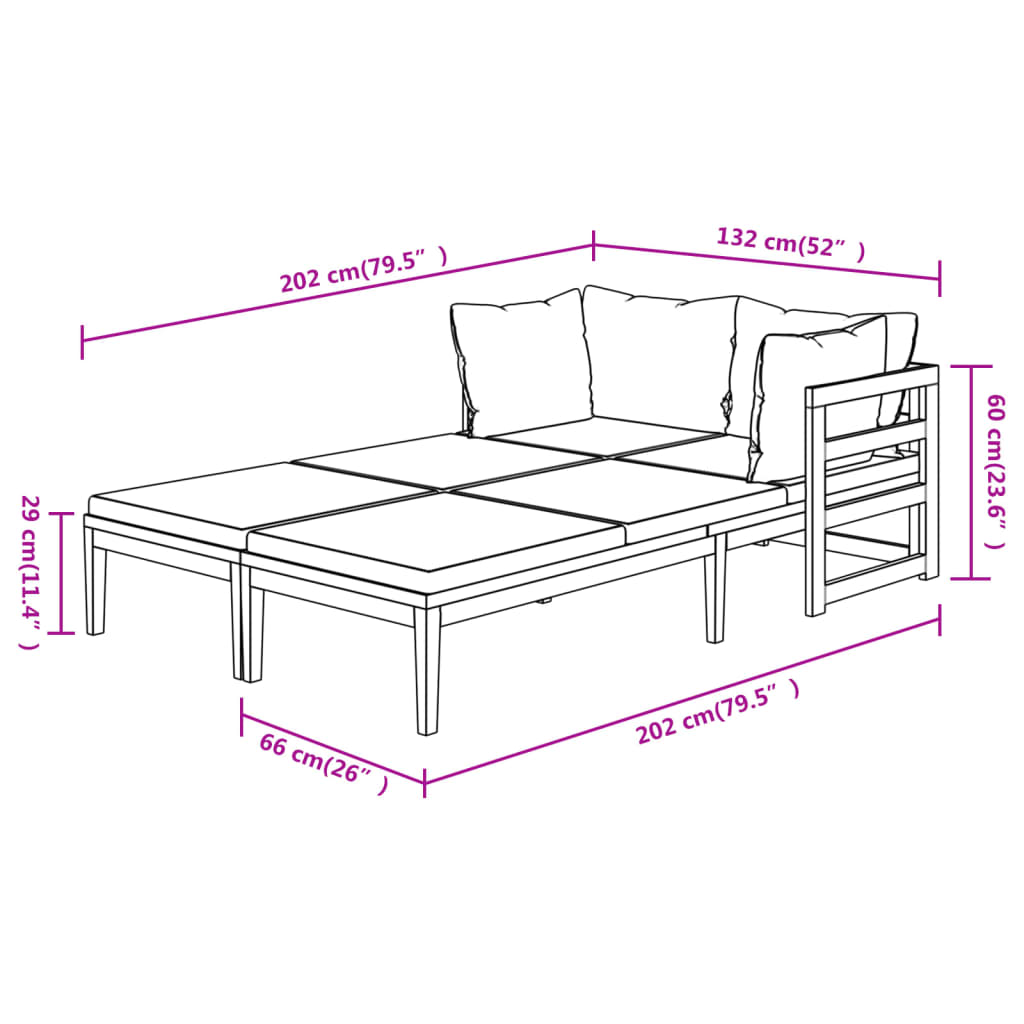 Sun Lounger Set with Cushions in Cream White or Dark Gray vidaXL - Picture 11 of 33
