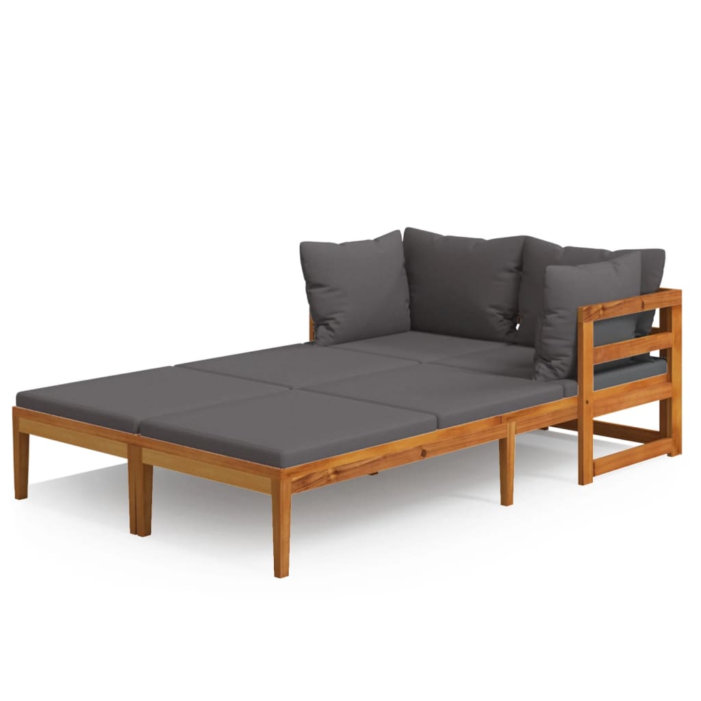 Drewniany leżak ogrodowy z poduszkami - 202x66x60cm