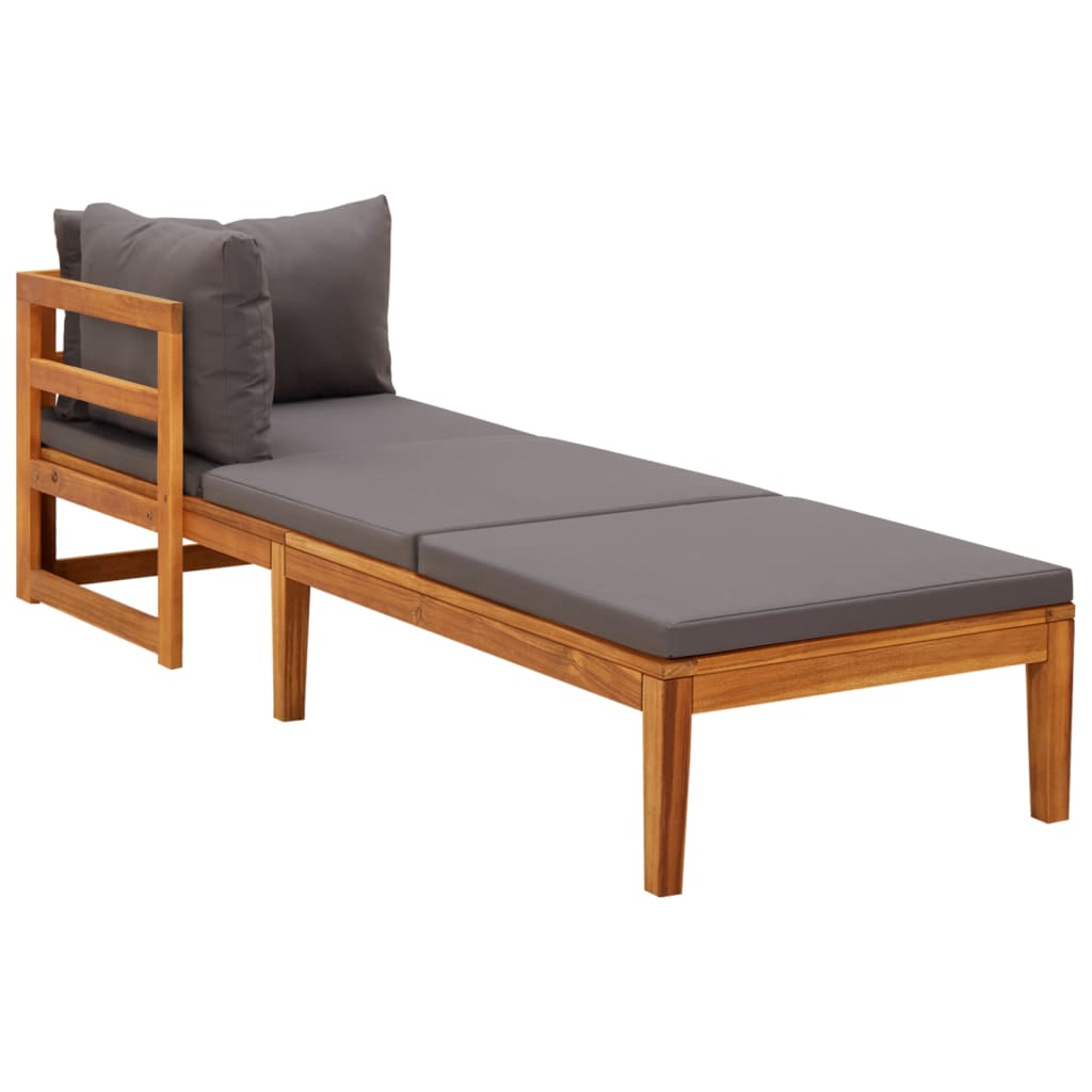Drewniany leżak ogrodowy z poduszkami - 202x66x60cm