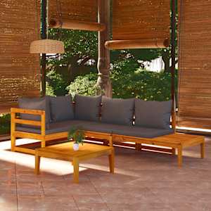 Vrtna sedežna garnitura 4-delna s temno sivimi blazinami