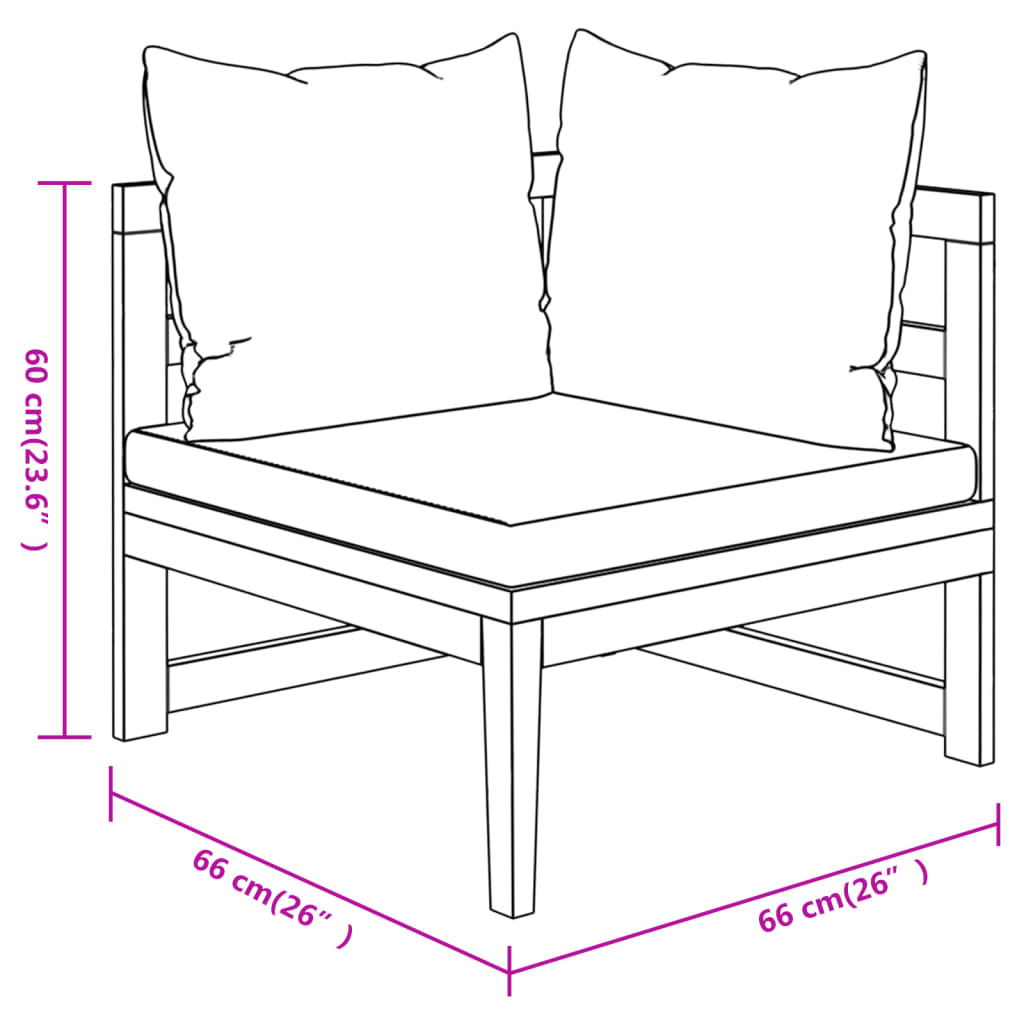 Set mobilier grădină perne alb/crem, 3 piese, lemn masiv acacia