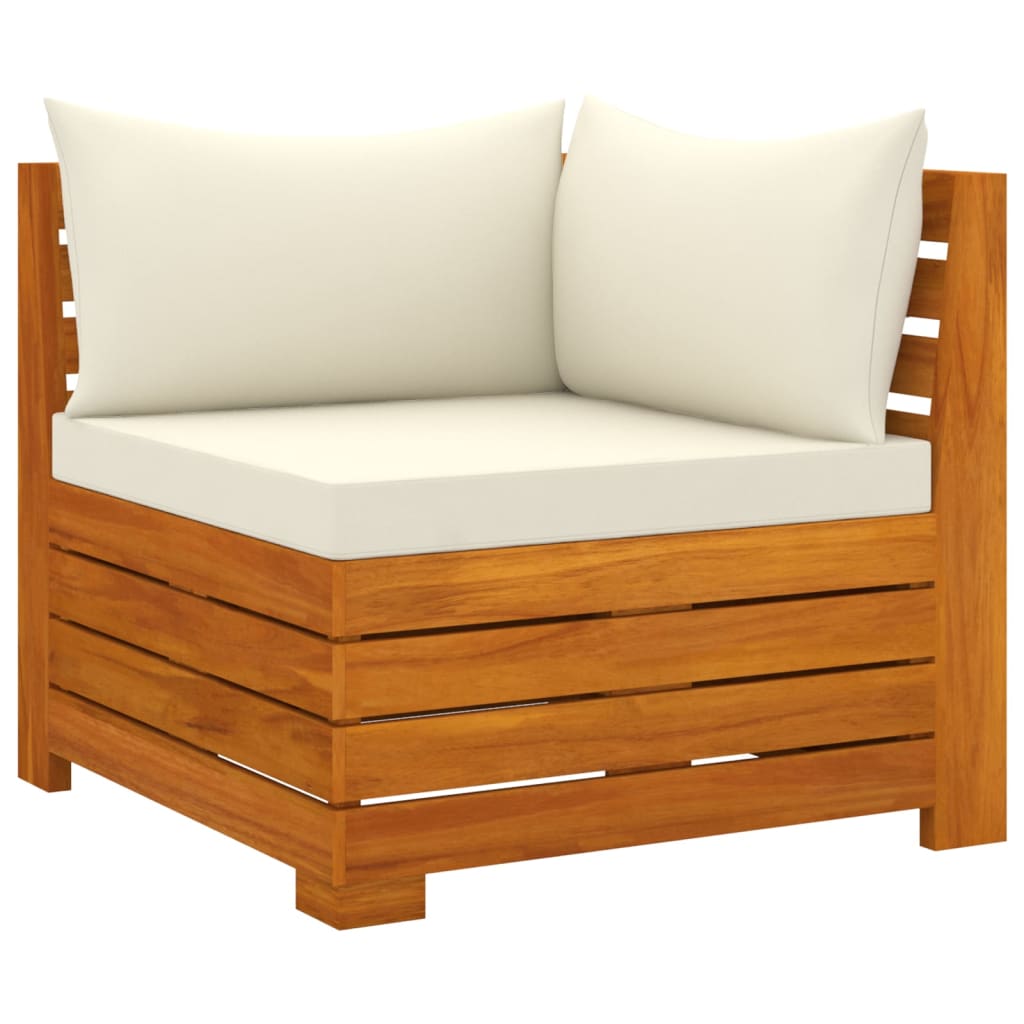 vidaXL Muebles de jardín 10 piezas con cojines madera maciza de acacia