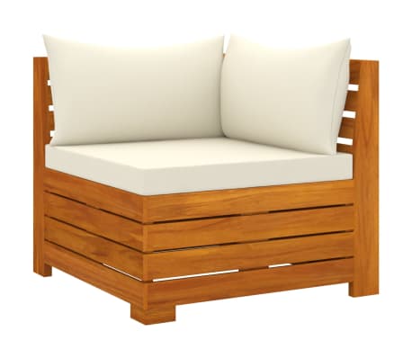 vidaXL Muebles de jardín 10 piezas con cojines madera maciza de acacia