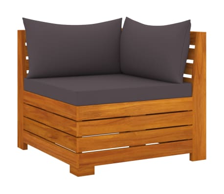 vidaXL Garden Sofa Dark grey, Natural wood Solid acacia wood, 100% polyester