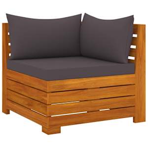 vidaXL Garden Sofa Dark grey, Natural wood Solid acacia wood, 100% polyester