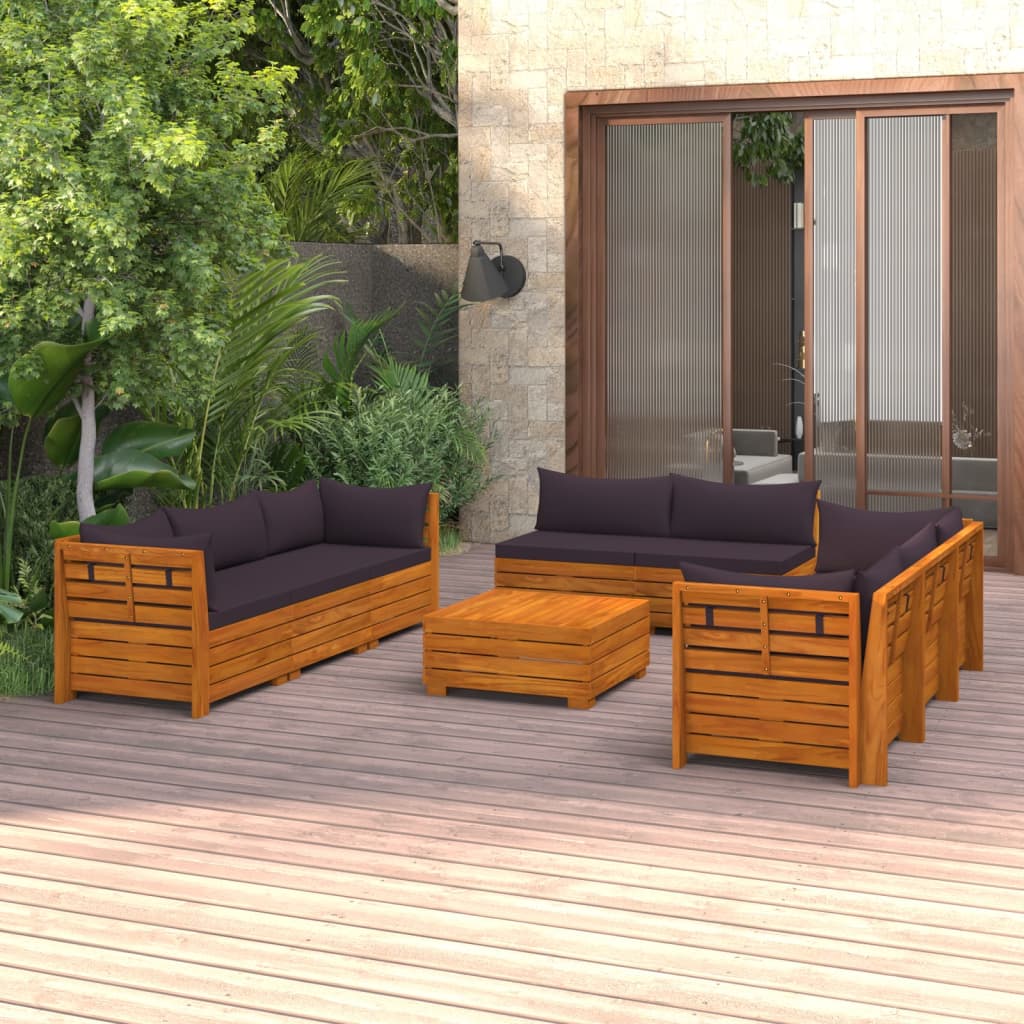 vidaXL 9-tlg. Garten-Lounge-Set mit Kissen Massivholz Akazie