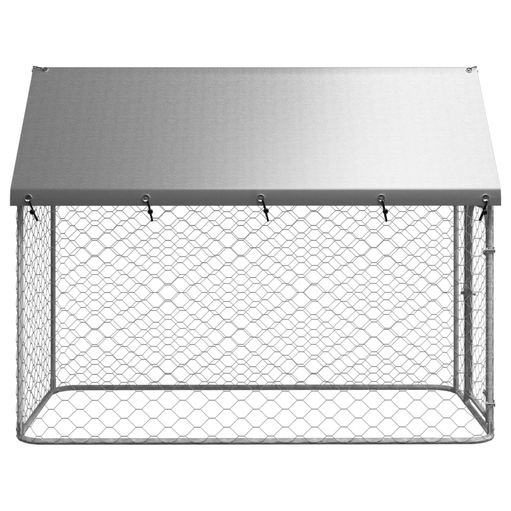 Chenil d'extérieur en acier galvanisé avec toit pour chien - Panneaux à mailles - 200x100x150 cm - 2m²