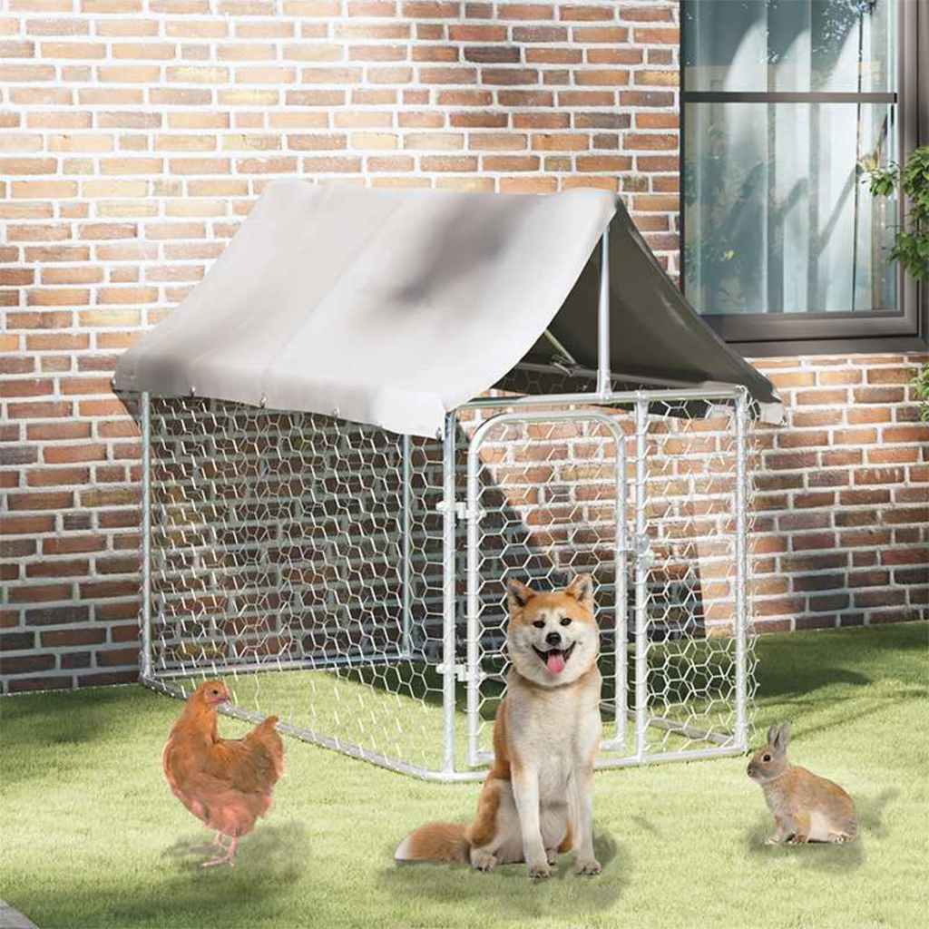 vidaXL Koiran ulkohäkki katoksella 200x100x150 cm