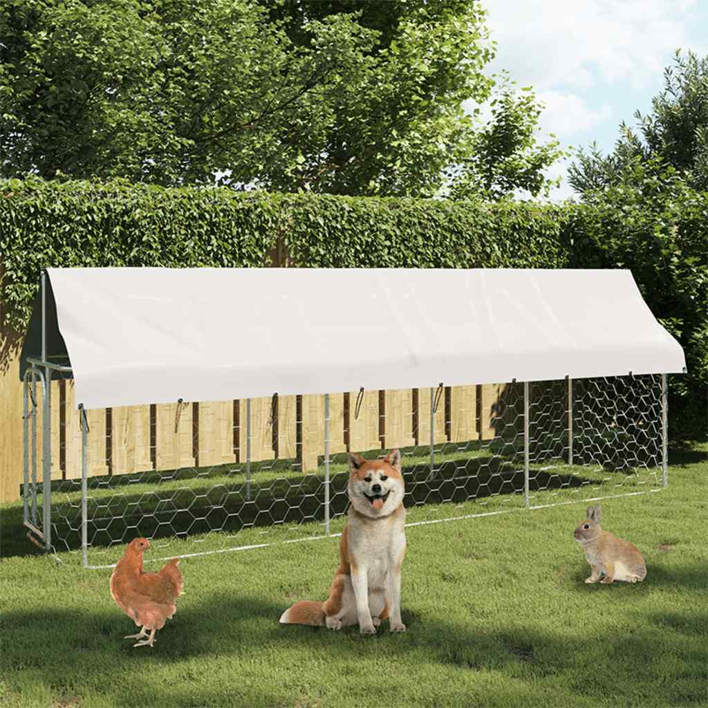 vidaXL Padoc pentru câini de exterior, cu acoperiș, 400x100x150 cm