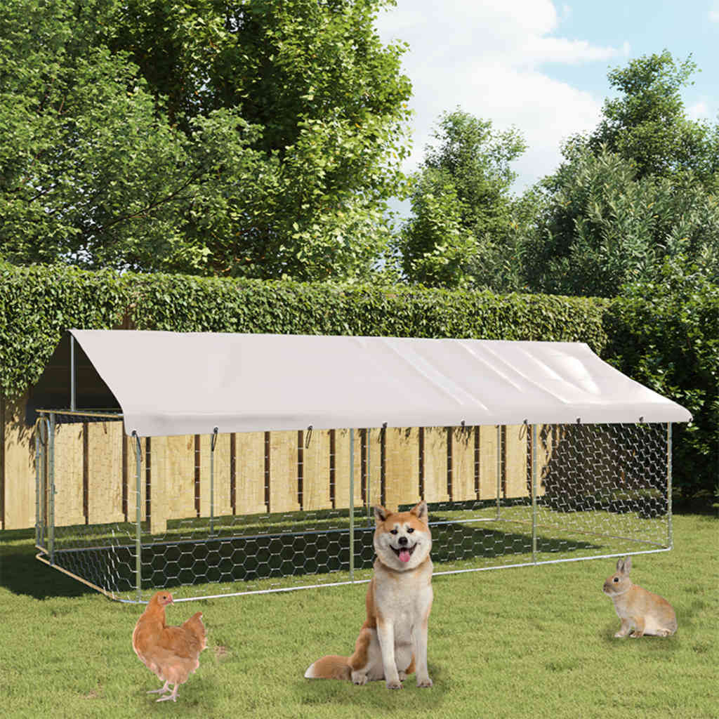 vidaXL Koiran ulkohäkki katoksella 400x200x150 cm