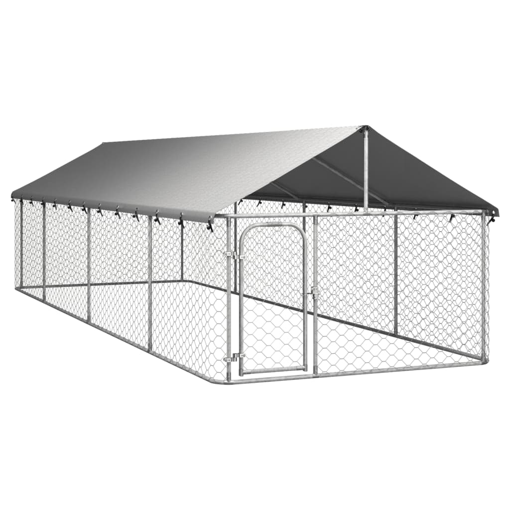 vidaXL Padoc pentru câini de exterior cu acoperiș, 600x200x150 cm vidaXL