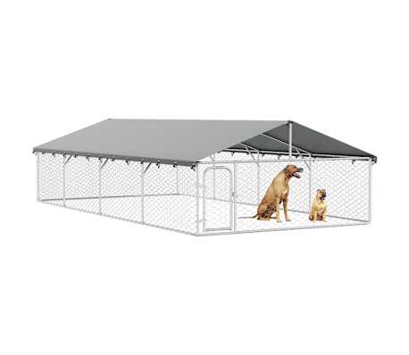 Gabbia Per Cani VidaXL 400x200x150 Cm - Recinto Esterno Con Tetto, Acciaio Zincato - Foto 12