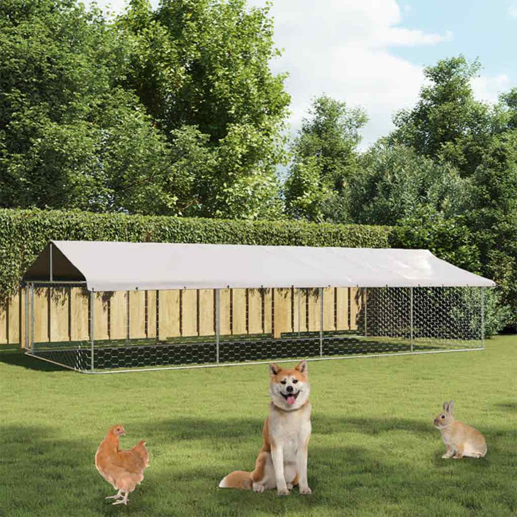 vidaXL Koiran ulkohäkki katoksella 600x300x150 cm