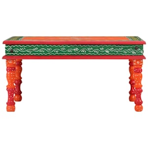 vidaXL Kavos staliukas, oranžinis, mango masyvas, tapytas rankomis