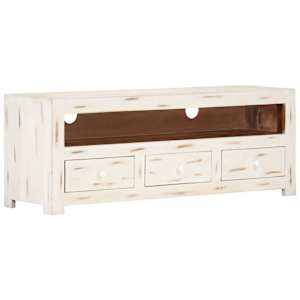 TV skříňka masivní akáciové dřevo 110 x 30 x 40 cm bílá - obrázek 11