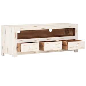 TV skříňka masivní akáciové dřevo 110 x 30 x 40 cm bílá - obrázek 3
