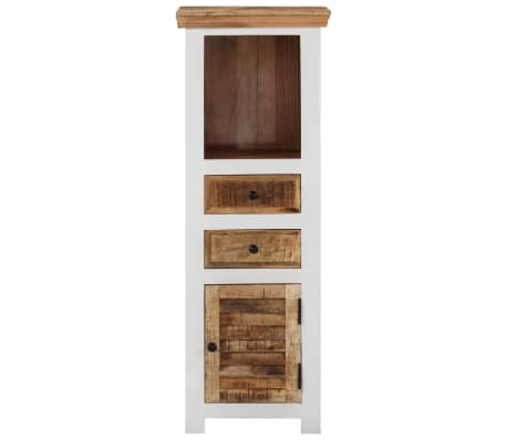 vidaXL Highboard Braun & Wei&szlig; 40x30x110 cm Massivholz Mango und Akazie