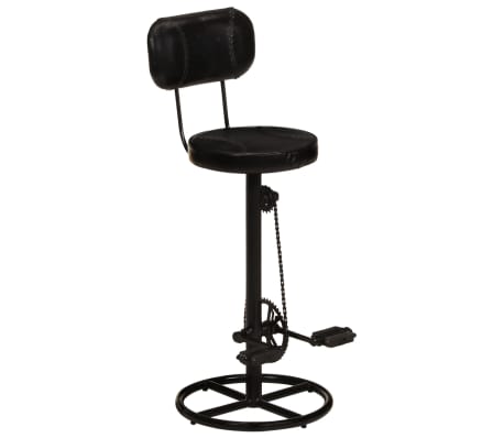 vidaXL Bar Stools 2 pcs Black Real Goat Leather